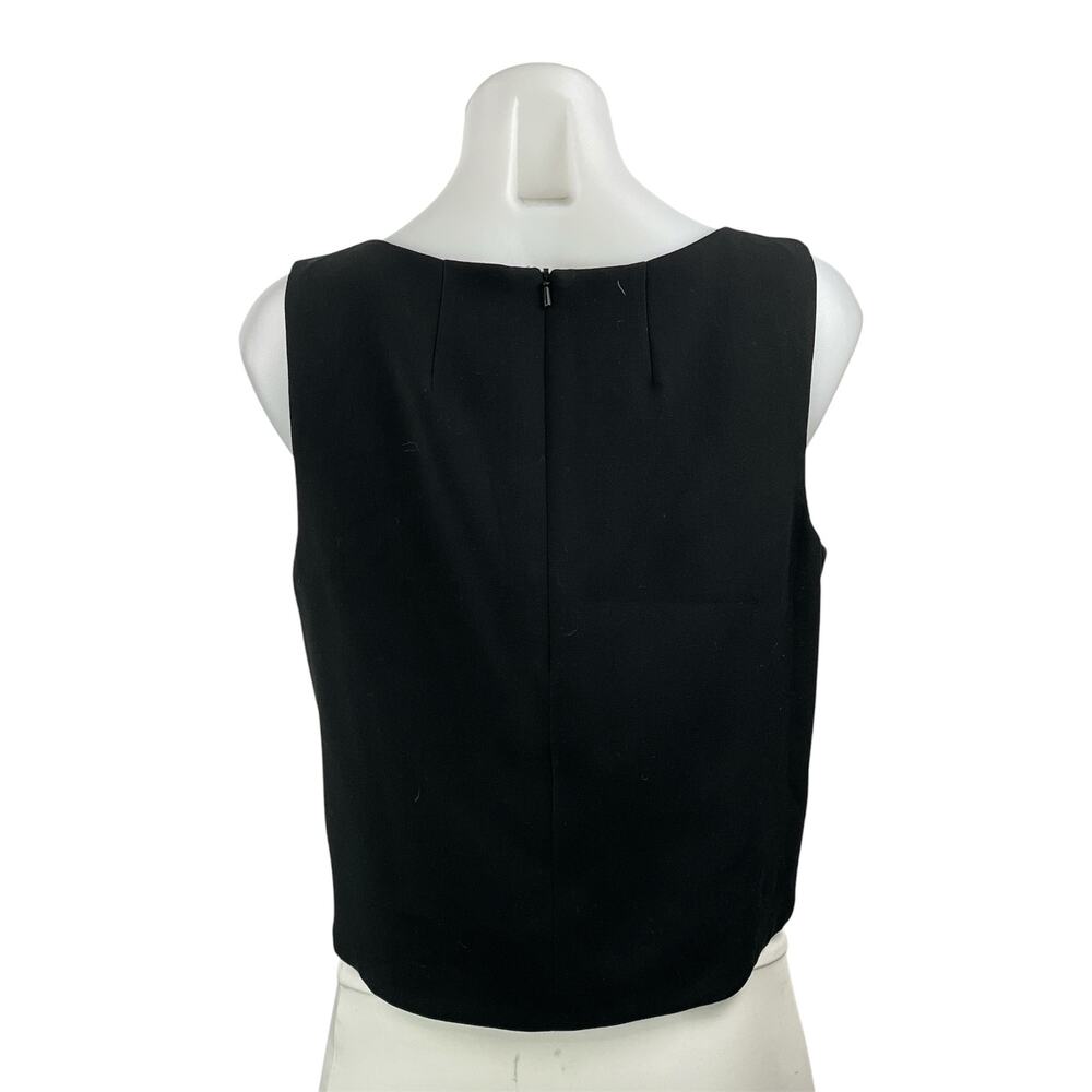 Black Halo Women's Black Sleeveless Boxy Cut Bateau Boat Neck Crop Tank Top 6 - Picture 3 of 5